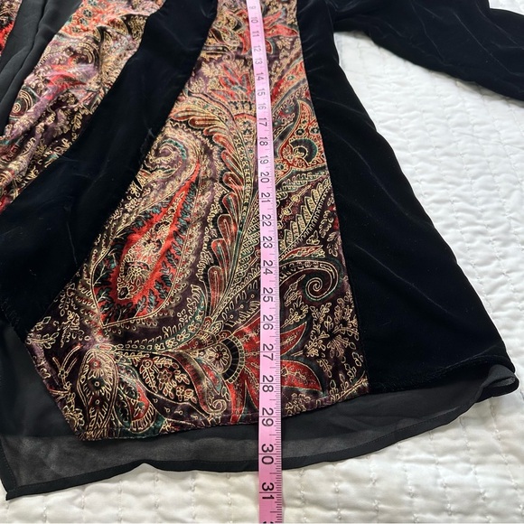 Soft Surroundings Vintage Duster Open Front Boho Velvet Fairy Whimsygoth Print - Picture 4 of 11